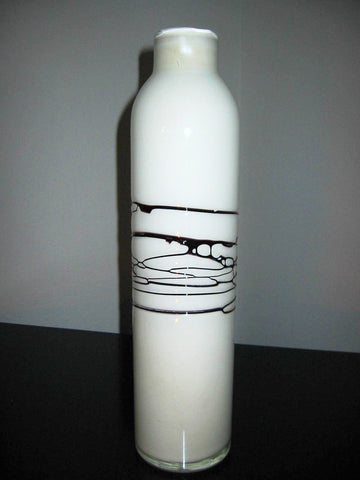 Abstract Overlay Bottle Shape Tall Milk Glass Vase - Designer Unique Finds 