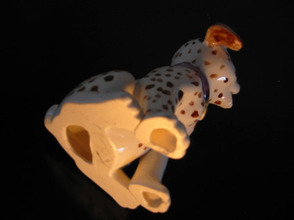 Polka Dot Ceramic Dog Hand Decorated Folk Art - Designer Unique Finds 