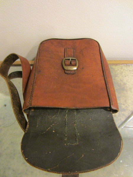 Postman Messenger Tan Leather Mid Century Satchel Brass Buckle - Designer Unique Finds 
 - 4