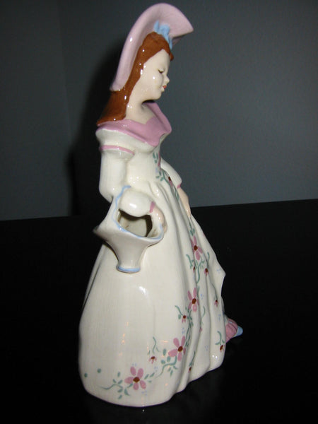 Florence Ward California Bisque Pottery Female Figure Floral Hand Decorated - Designer Unique Finds 