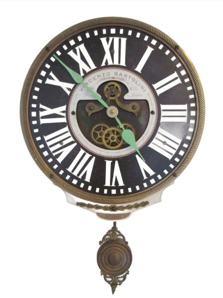Timeworks Clock Vincenzo Bartolini Firenze Italy Quartz With Pendulum - Designer Unique Finds 