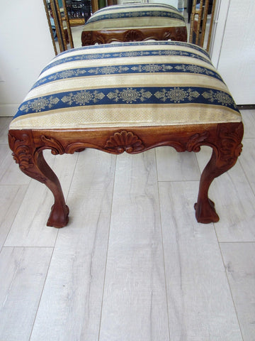 Victorian Cabriolet Leg Stool In Walnut Ball And Claw Foot - Designer Unique Finds 