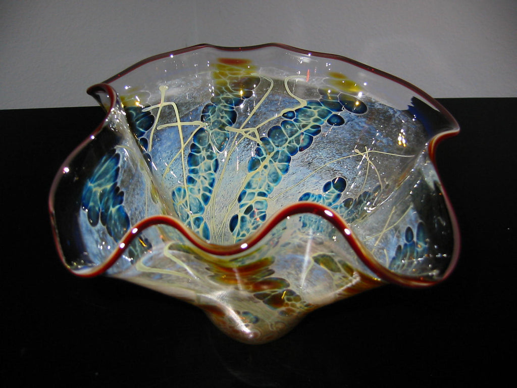 Venetian Handkerchief Hand Blown Glass Artist Signed Abstract Vase - Designer Unique Finds 