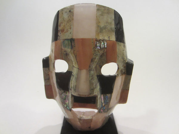 Mayan Aztec Style Mexican Ceremonial Abalone Mask Sculpture