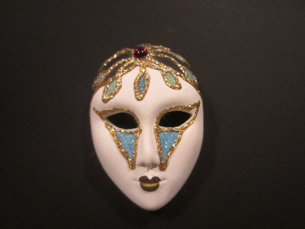 Venetian Chalkware Mask Folk Art Hand Painted Wall Décor