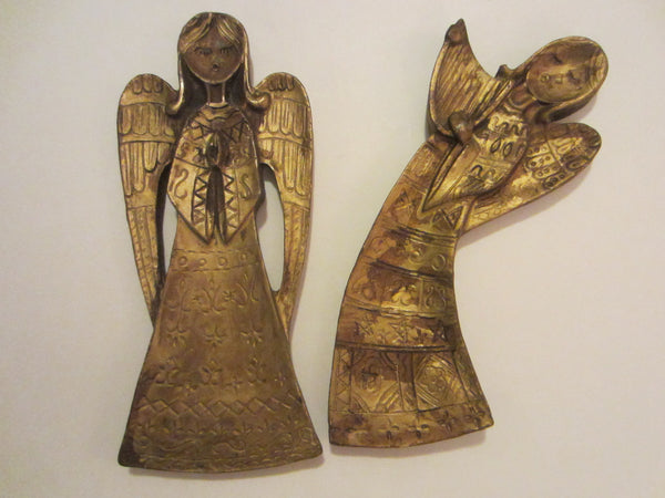 Italian Angels Hand Carved Gilt Wood Marked Wall Decor