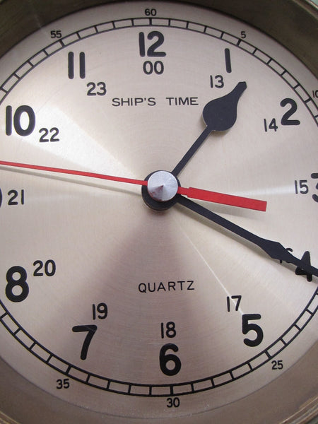 Ships Time Brass Porthole Quartz Nautical Clock - Designer Unique Finds 