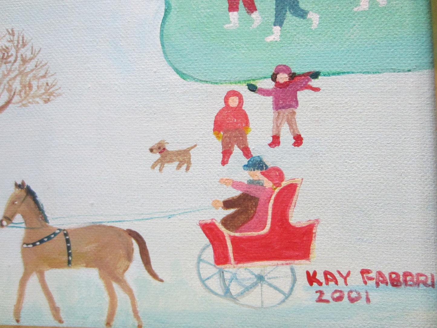 Kay Farbi Snow Town Scene Framed Oil On Canvas Signed Dated - Designer Unique Finds 
