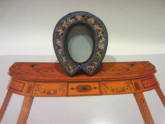 Micro Mosaic Horseshoe Miniature Photo Frame Made in Italy - Designer Unique Finds 