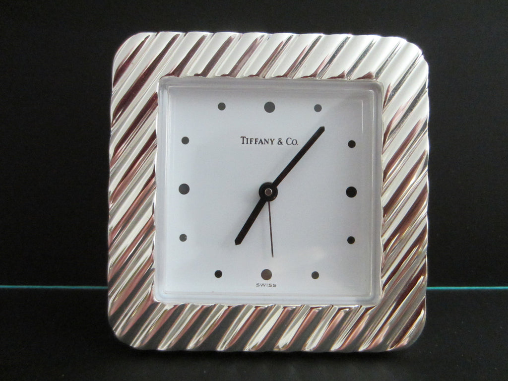Tiffany Co Swiss Silver Quartz Desk Clock - Designer Unique Finds 
 - 1