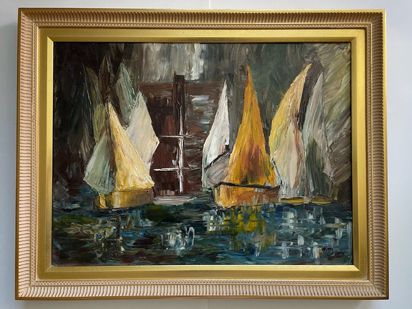 Betty Williamson Sailboats Marine Nautical Oil On Canvas