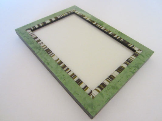 Natalini Italy Green Photo Frame Decorated Stripe Border - Designer Unique Finds 