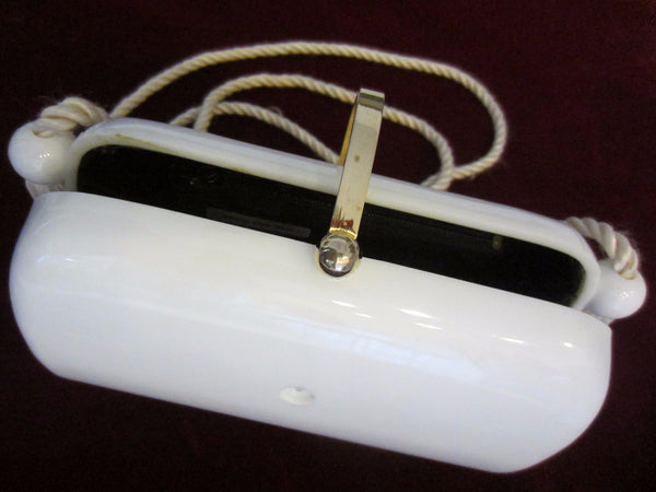 White Fiberglass Cross Body Rope Strap Clutch Purse Tassel Design - Designer Unique Finds 