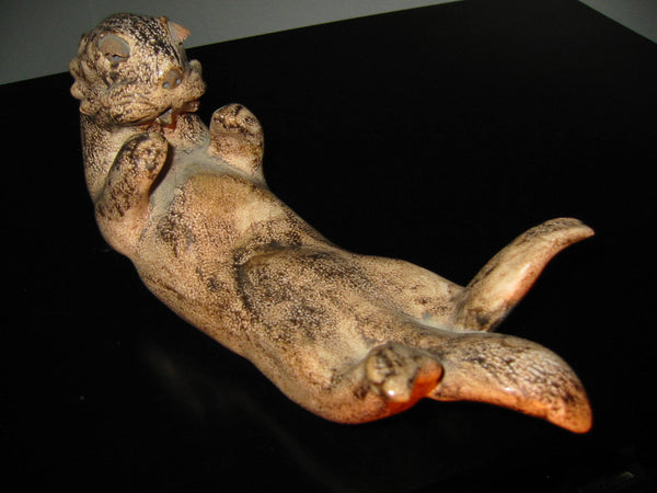 The Otter Signed Ceramic Maritime Sea Creature Earth Tone Sculpture - Designer Unique Finds 