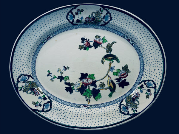 Antique Oval Porcelain Figurative Floral Vegetable Serving Platter