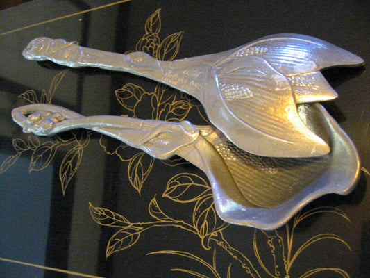 Arthur Court Aluminum Signed Serving Set Decorated Rabbits Calla Lilies - Designer Unique Finds 
 - 1