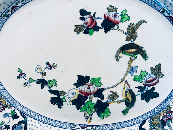 Antique Oval Porcelain Figurative Serving Platter