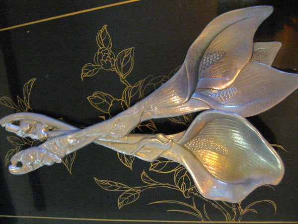 Arthur Court Aluminum Signed Serving Set Decorated Rabbits Calla Lilies - Designer Unique Finds 
 - 3