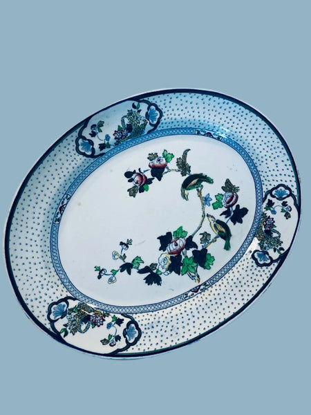 Antique Oval Porcelain Figurative Serving Platter