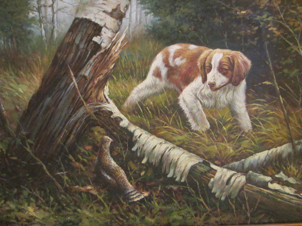 Landscape Impressionist Hunting Dog Oil On Canvas Signed - Designer Unique Finds 
 - 3