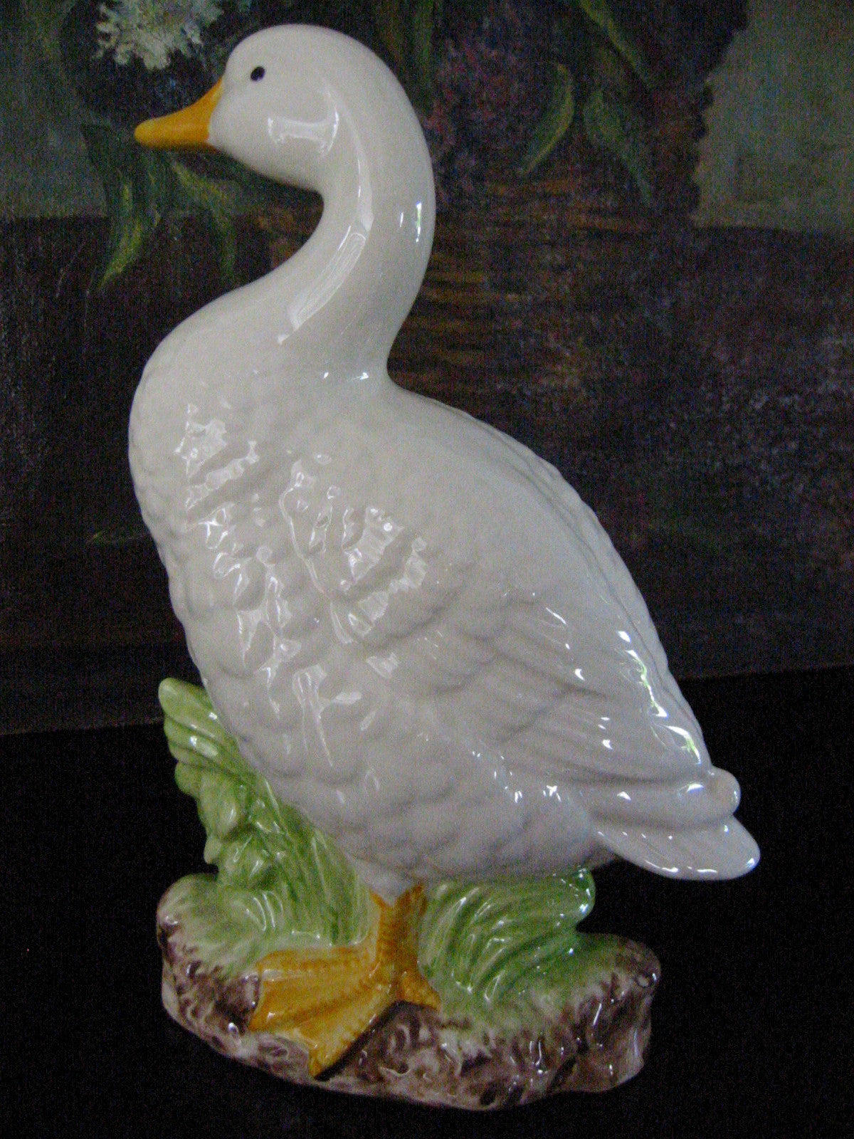 Hand Colored White Ceramic Goose Sculpture – Designer Unique Finds