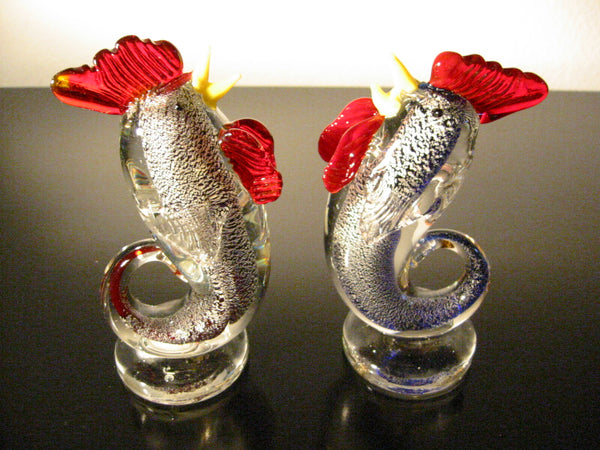 Murano Glass Roosters Martens Attribute In Pair