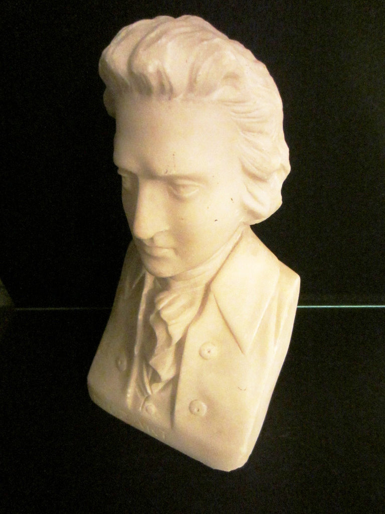 Mozart Classic Portrait Alabaster Bust Austrian Composer Sculpture - Designer Unique Finds 
 - 1