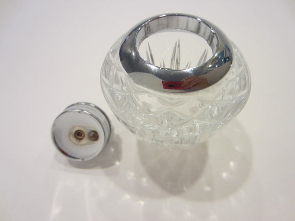 Cut Crystal Table Lighter White Metal Japan Movable Topper - Designer Unique Finds 