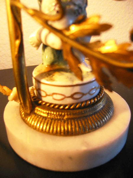 Art Deco Limoges France  Boudoir Lamp Bronze Gilt Marble Base - Designer Unique Finds 