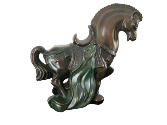 H Dodson Equestrian Ceramic Brown Horse Signed Sculpture Green Saddle - Designer Unique Finds 
 - 1