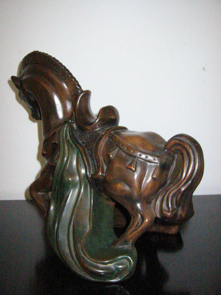 H Dodson Equestrian Ceramic Brown Horse Signed Sculpture Green Saddle - Designer Unique Finds 
 - 2
