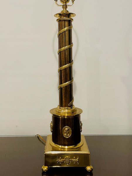 Coppertone Gilt Bronze Table Lamp Etruscan Medallions