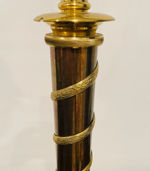 Coppertone Gilt Bronze Table Lamp Etruscan Medallions