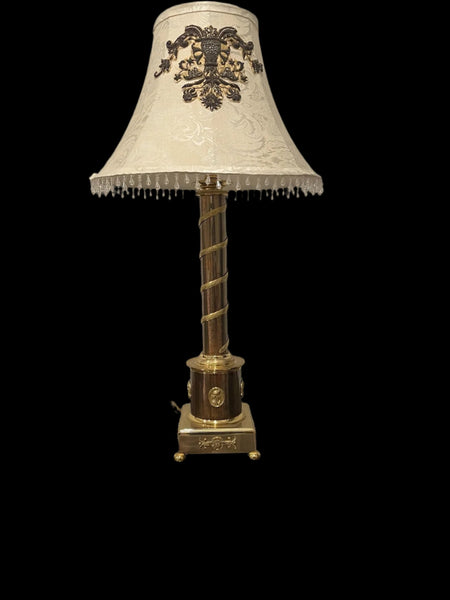 Coppertone Gilt Bronze Table Lamp Etruscan Medallions