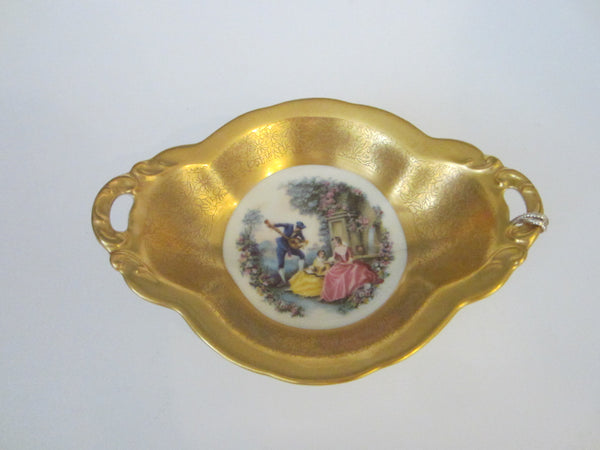 Pickard China Romantic Victorian Gold Dish With Handles And Signatures - Designer Unique Finds 