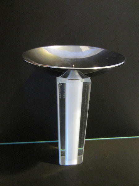 Pillar Glass Signed Candle Holders Chrome Top - Designer Unique Finds 
 - 5