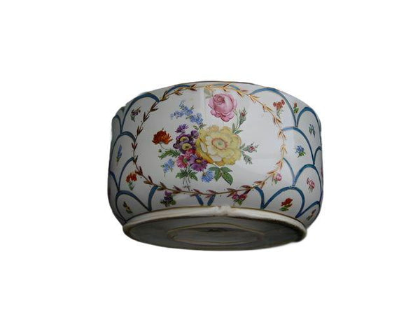 Royal Paint A La Main French Porcelain Bowl Hand Decorated Floral Medallion - Designer Unique Finds 