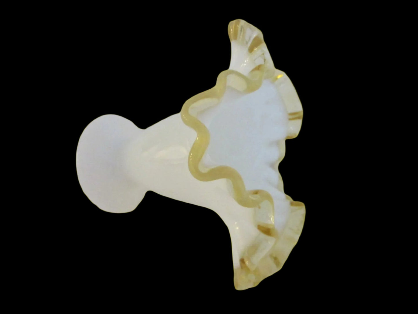 Golden Crest Ruffled Milk Glass Vase By Fenton - Designer Unique Finds 