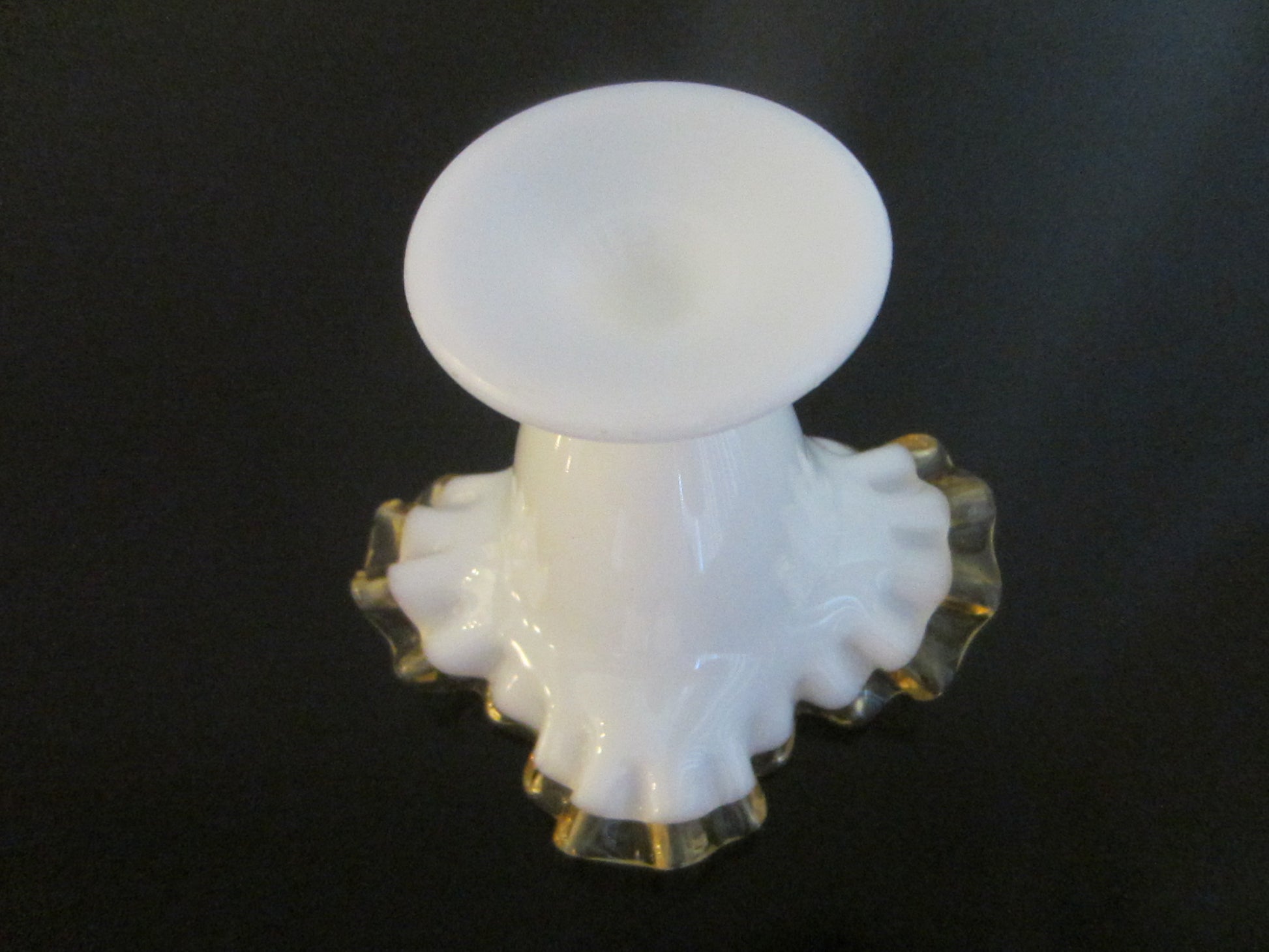 Golden Crest Ruffled Milk Glass Vase By Fenton - Designer Unique Finds 
