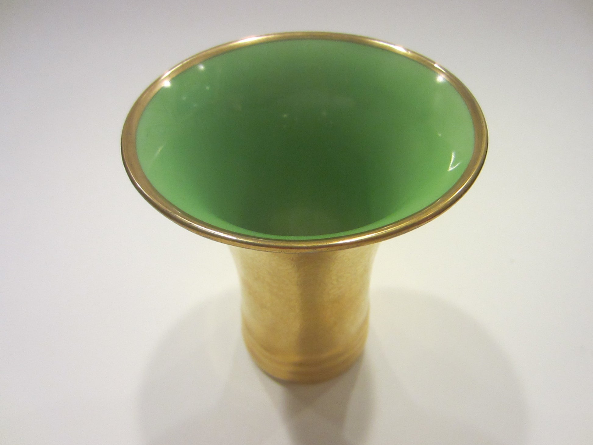 Pickard China Vase Encrusted Gold Flowers Green Interior W Trade Mark - Designer Unique Finds 