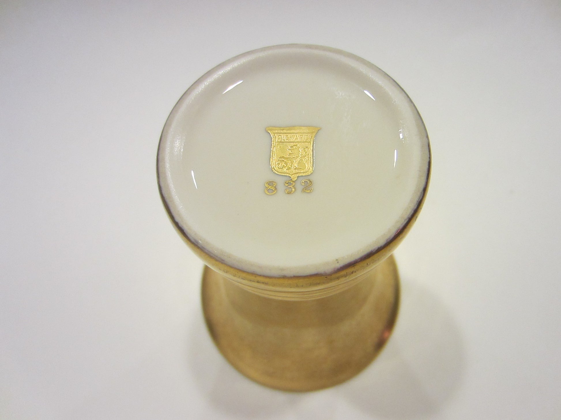 Pickard China Vase Encrusted Gold Flowers Green Interior W Trade Mark - Designer Unique Finds 