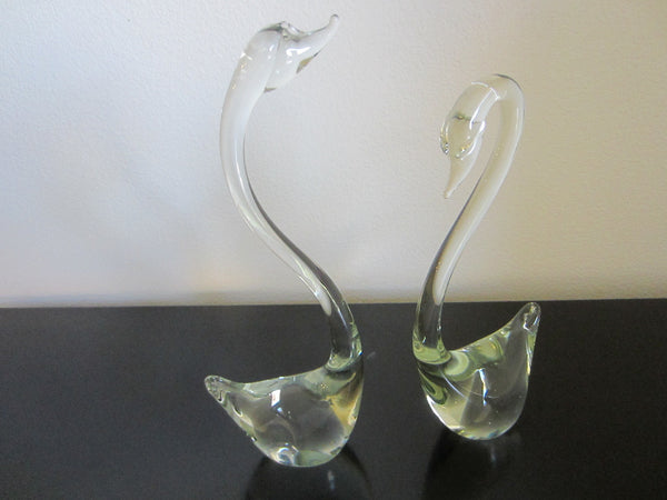 Mid Century Glass Swans Modern Tall Labeled