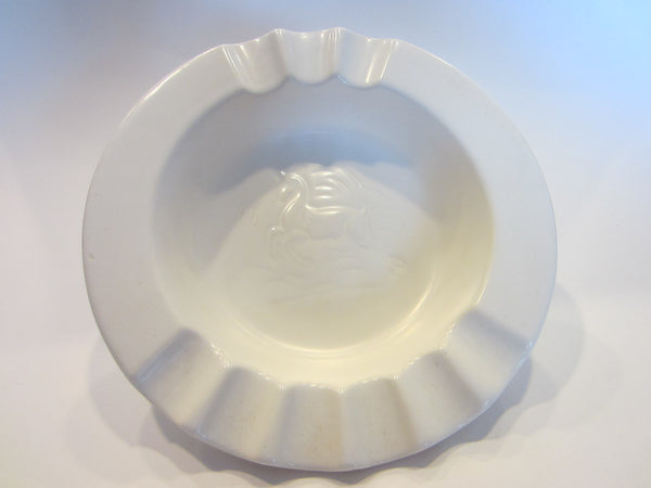 Hull USA Equestrian White Ceramic Ashtray - Designer Unique Finds 