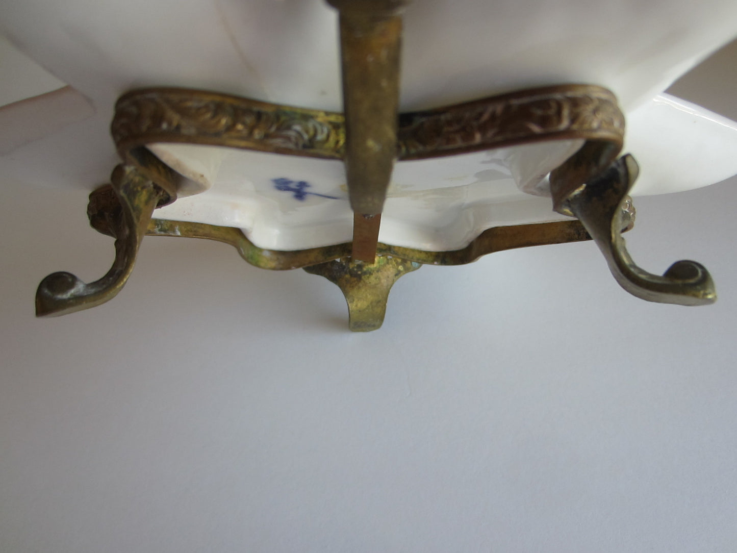 Minton Porcelain Star Candle Holder Bronze Handle Footed Romantic Medallions - Designer Unique Finds 