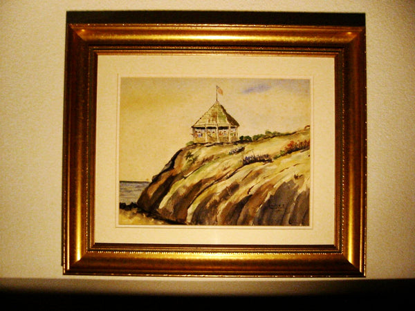 George E Pelletier Maritime Fun Time At The Old Gazebo Signed Watercolor - Designer Unique Finds 
 - 3