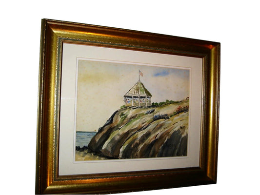 George E Pelletier Maritime Fun Time At The Old Gazebo Signed Watercolor - Designer Unique Finds 
 - 1