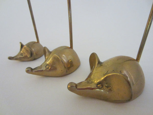 Three Solid Brass Mice Mid Century Made in Taiwan Ring Holders - Designer Unique Finds 