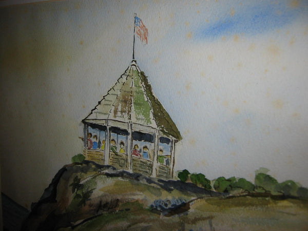 George E Pelletier Maritime Fun Time At The Old Gazebo Signed Watercolor - Designer Unique Finds 
 - 5
