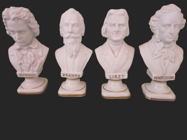 Hand Painted Andrea Made In Japan White Porcelain Composers Busts