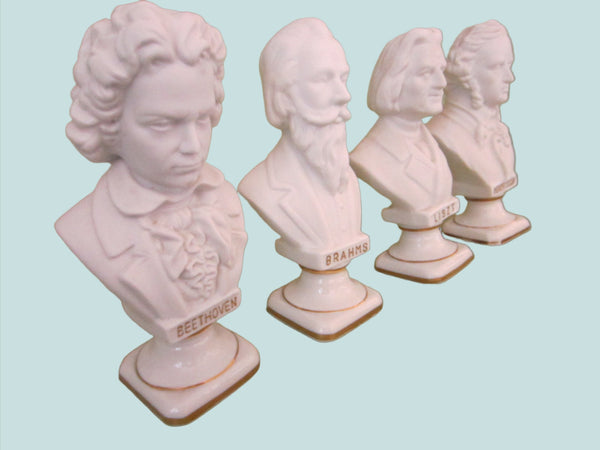 Hand Painted Andrea Made In Japan White Porcelain Composers Busts